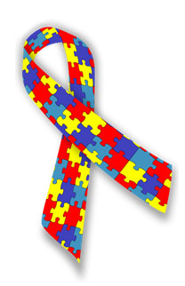 The puzzle ribbon represent the diversity of the people and families living with the condition.