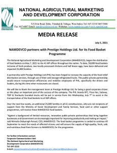 NAMDEVCO partners with Prestige Holdings Ltd. for its Food Basket Programme