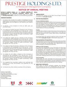 Prestige Holdings Limited AGM 2025