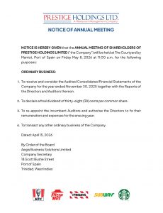 Prestige Holdings Limited AGM 2026 Prestige Holdings Limited AGM 2026