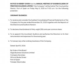 Prestige Holdings Limited AGM 2026