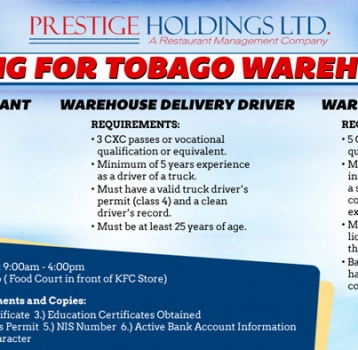 Tobago Warehouse Recruitment